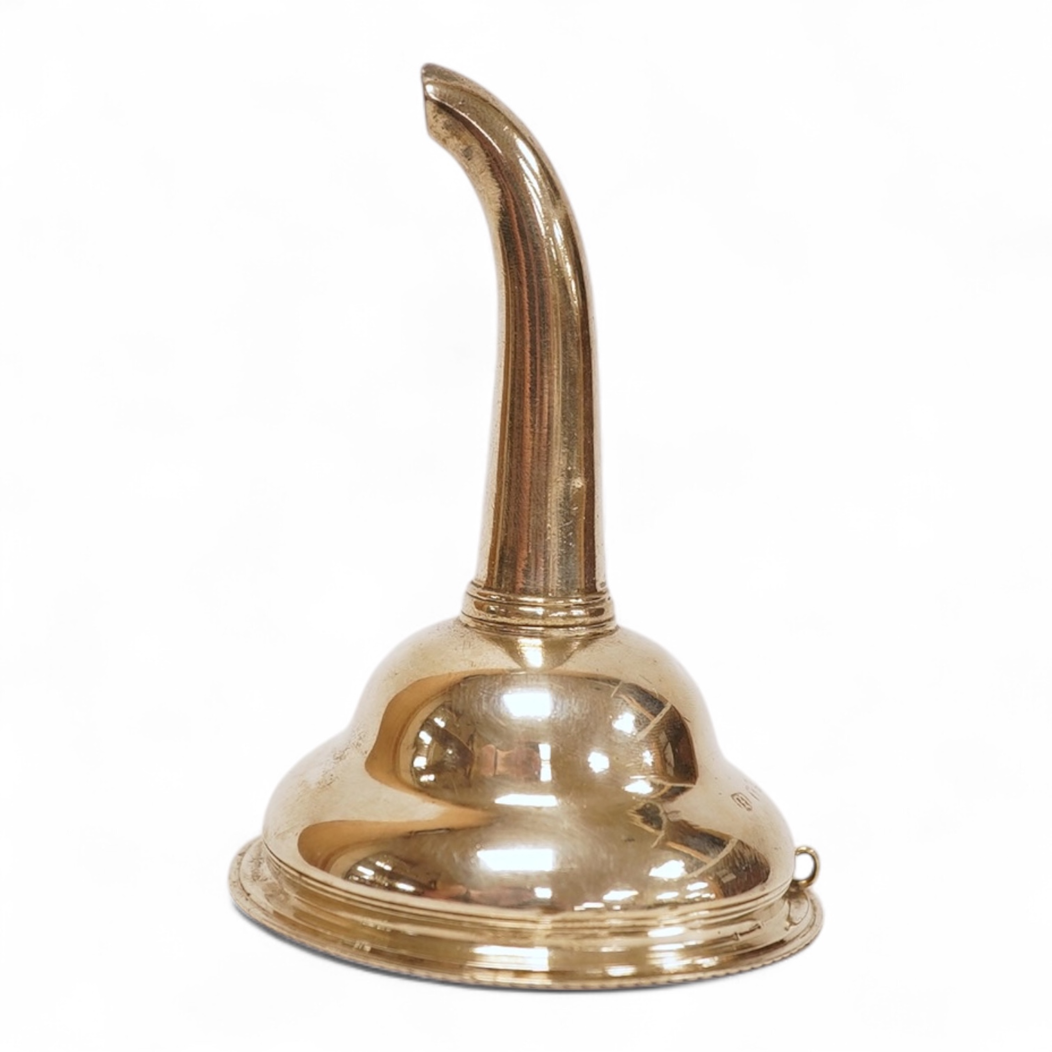 A George III small silver wine funnel (lacking strainer), maker's mark rubbed, London, 1767, 9.9cm, 52 grams.